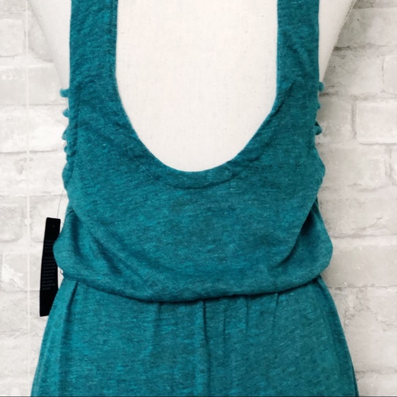 CHASER Teal Scoop Neck Sleeveless Maxi Dress with Tie Waist & Side Slits Medium - Picture 9 of 13